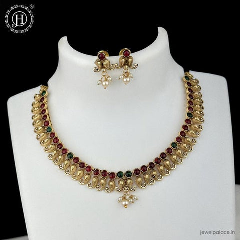 Elegant Antique Gold Finish Necklace Set JH6219