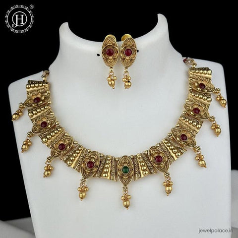 Elegant Antique Gold Finish Necklace Set JH6231