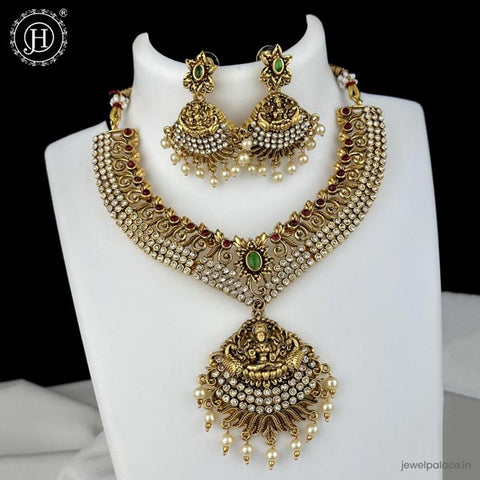 Elegant Antique Gold Finish Necklace Set JH6232