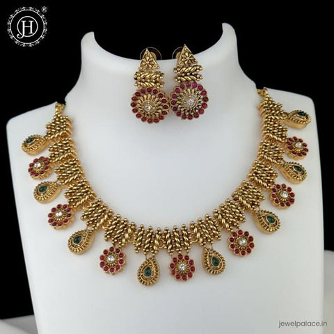 Elegant Antique Gold Finish Necklace Set JH6235