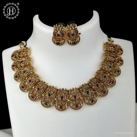 Elegant Antique Gold Finish Necklace Set JH6237