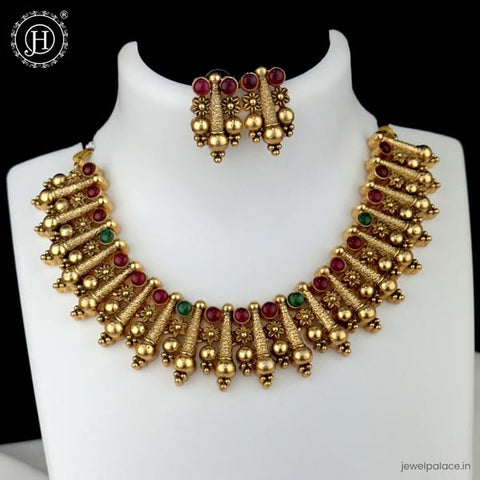 Elegant Antique Gold Finish Necklace Set JH6238