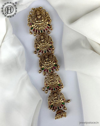 Exclusive Gold Plated Kemps Stone Pearls Traditional Jadai Billai JH6246