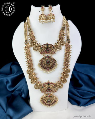 Beautiful Gold Plated Kemp Stone Combo Jewelry Set JH6249