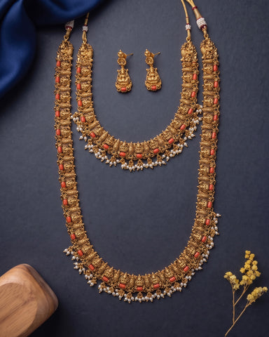 Exclusive Gold Finish Temple Combo Jewelry Set JH6252