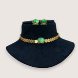 Classic Kasu Mala with Lotus Motif & Matching Earrings