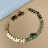 Classic Kasu Mala with Lotus Motif & Matching Earrings