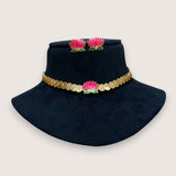 Classic Kasu Mala with Lotus Motif & Matching Earrings