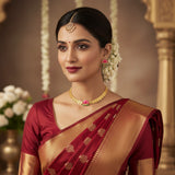 Classic Kasu Mala with Lotus Motif & Matching Earrings