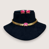Classic Kasu Mala with Lotus Motif & Matching Earrings