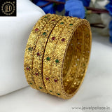 Exclusive Gold Plated Kemp Stone Temple Bangles JH6292