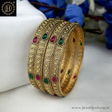 Exclusive Gold Plated Kemp Stone Temple Bangles JH6295