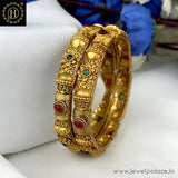 Exclusive Gold Plated Kemp Stone Temple Bangles JH6305