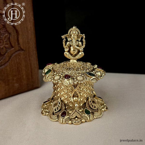 Beautiful Antique Gold Traditional Temple Sindoor Box JH6348