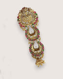 Elegant Gold Plated Kemps Stone Pearls Traditional Jadai Billai JH6352