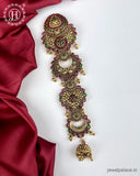 Elegant Gold Plated Kemps Stone Pearls Traditional Jadai Billai JH6353