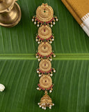 Elegant Gold Plated Kemps Stone Pearls Traditional Jadai Billai JH6357