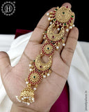 Elegant Gold Plated Kemps Stone Pearls Traditional Jadai Billai JH6359