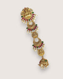 Elegant Gold Plated Kemps Stone Pearls Traditional Jadai Billai JH6362