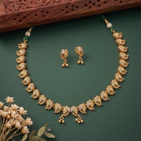 Traditional Matte Gold Finish Necklace Set JH6486