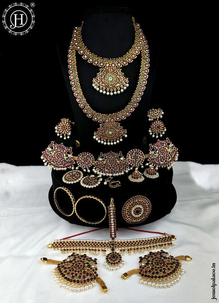 Authentic Bharatanatyam Jewelry Set Traditional Gold Plated Temple