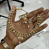 Elegant Gold Plated Alloy Kemp Stone Designer Necklace Set JH6553
