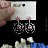 Elegant Silver Plated Cubic Zirconia Studded Drop Earrings