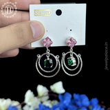 Elegant Silver Plated Cubic Zirconia Studded Drop Earrings