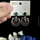 Elegant Silver Plated Cubic Zirconia Studded Drop Earrings