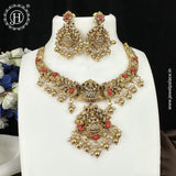 Beautiful Gold Plated Kemp Stone Laxmi Design Necklace Set JH6570