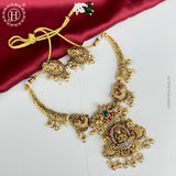Beautiful Gold Plated Kemp Stone Laxmi Design Necklace Set JH6571