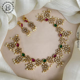 Sparkling Gold Plated Premium Quality Floral Motif Necklace