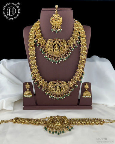 Elegant Gold Plated Laxmi Design Semi Bridal Traditional Jewellery Set