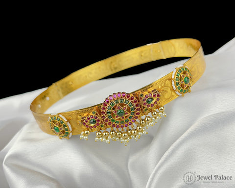 Gold Finish Temple Hip Chain for Children Adjustable Kamarband Design