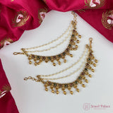 Antique Look Brass Mattal Earrings with Gold Finish & Kempu Stones