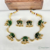Elegant Antique Lotus Necklace with Gold Finish Traditional Design