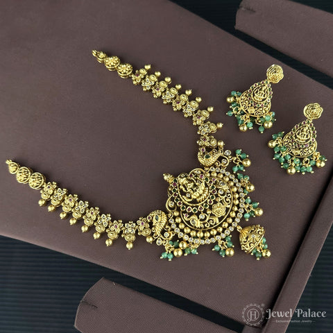 Elegant Gold Plated Premium Necklace with Intricate Antique Design