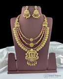 Beautiful Gold Plated Temple Necklace Set Lakshmi Pendant Design