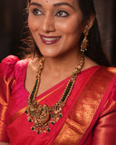 Traditional Temple Haram Necklace with Goddess Lakshmi Design
