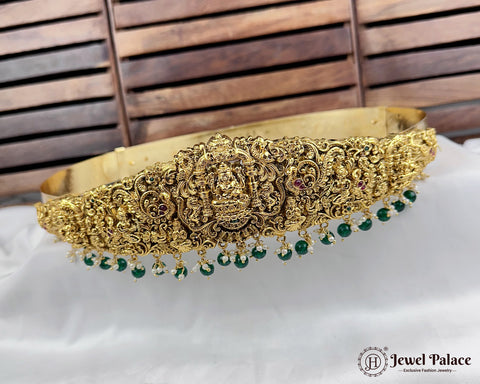 Antique Gold Temple Design Hip Belt with Goddess Lakshmi