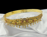 Antique Gold Temple Design Hip Belt with Goddess Lakshmi And Elephant Motifs
