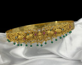 Antique Gold Temple Design Hip Belt with Goddess Lakshmi And Elephant Motifs