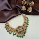Antique Peacock Temple Necklace with Jhumka Earrings