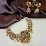 Antique Peacock Temple Necklace with Jhumka Earrings