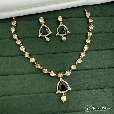 Trendy Gold Finish AD Stone Premium Quality Necklace