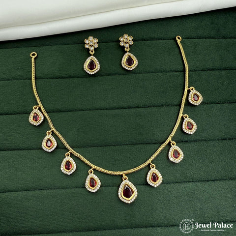 Beautiful Gold Shine AD Stone Premium Quality Necklace