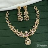 Gold Finish AD Necklace Set Premium Quality Bridal And Party Wear Necklace
