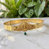 Traditional Gold Plated With Temple Motif Kids Hip Belt