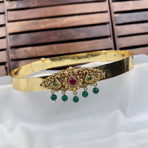 Traditional Gold Plated Temple Motif Doller Hip Belt For Kids