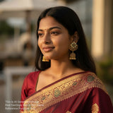 Elegant Kemp Stone Gold Plated Jhumka Earrings